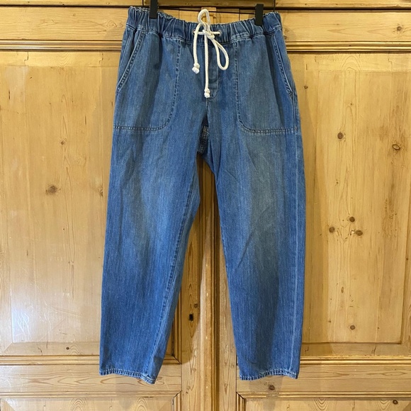 J. CREW Cropped Straight Leg Denim Drawstring Pants Size 28 - Picture 4 of 10